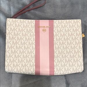 Michael Kors Pink and Cream Logo Clutch